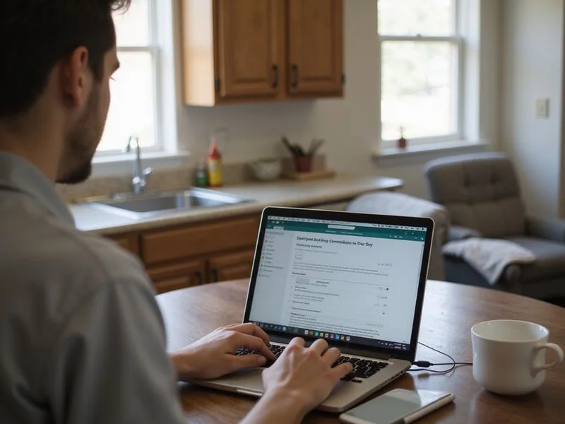 Renter completing an intake form on a laptop