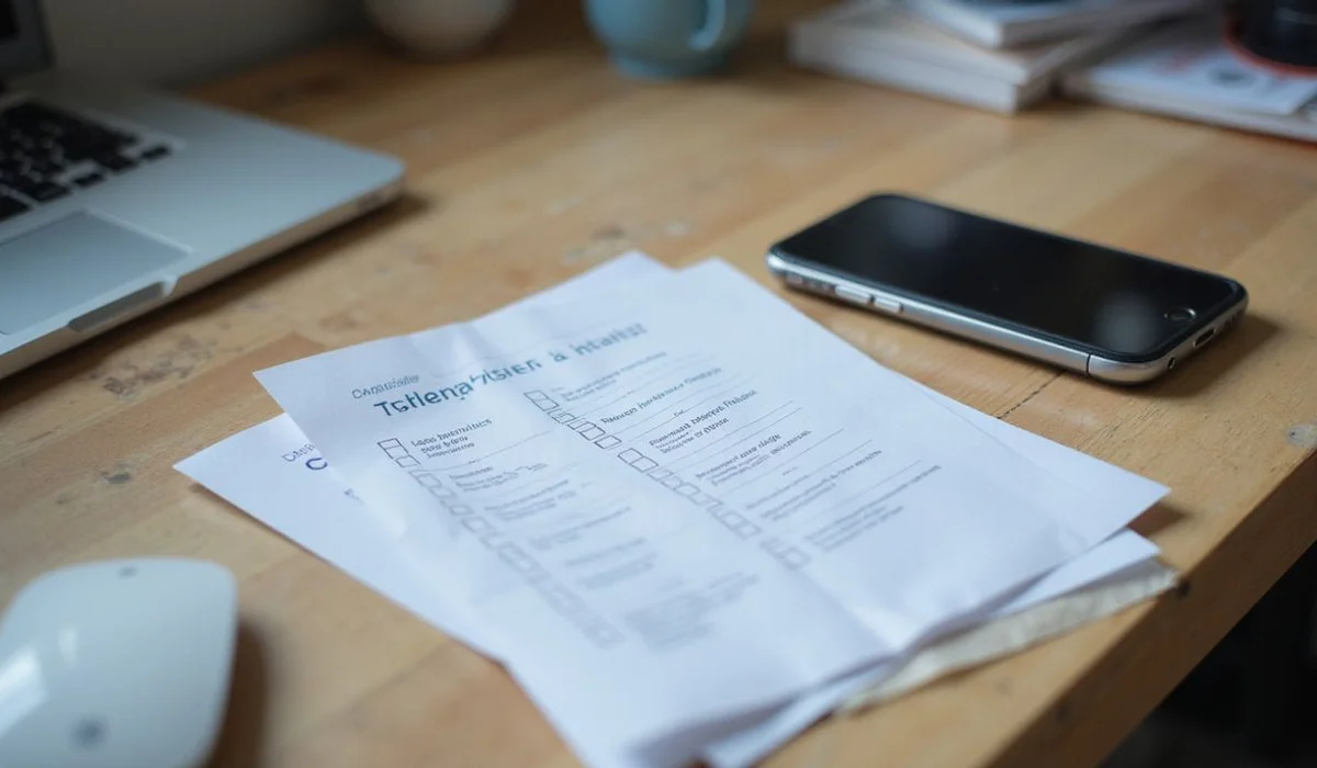 Checklist document on a desk, everyday setting