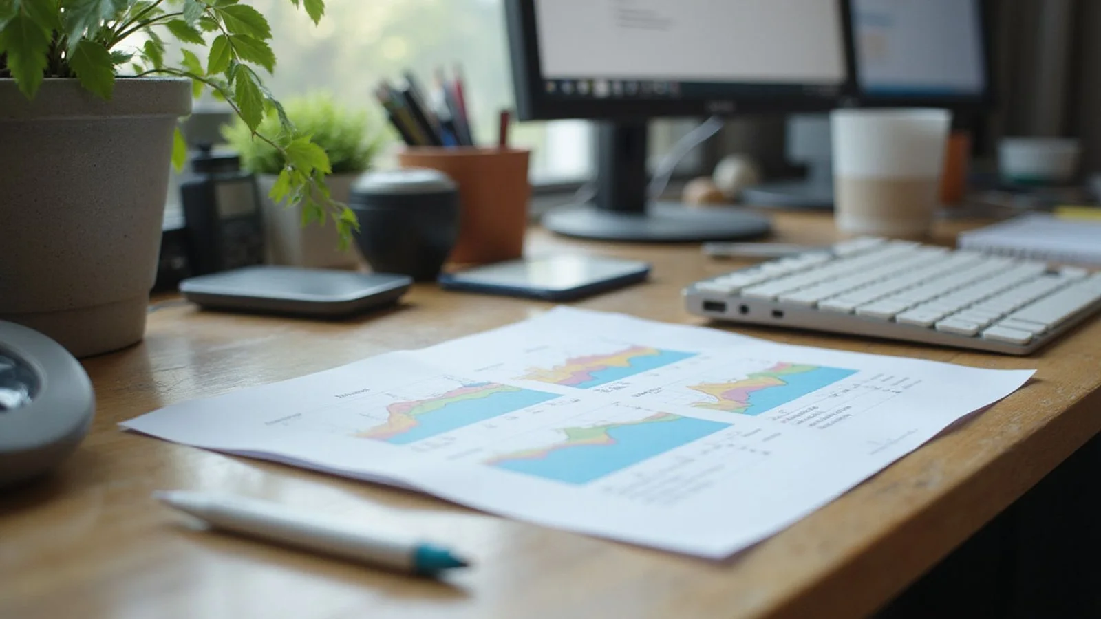Comparison chart on a desk, candid natural light