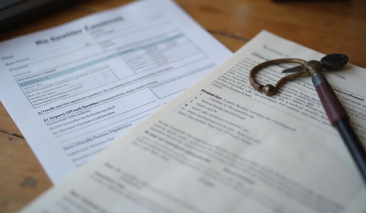 Disposition paperwork beside an application form