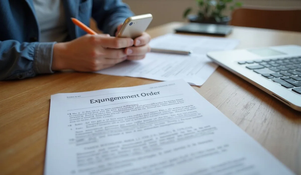 Expungement order document on a table, everyday setting