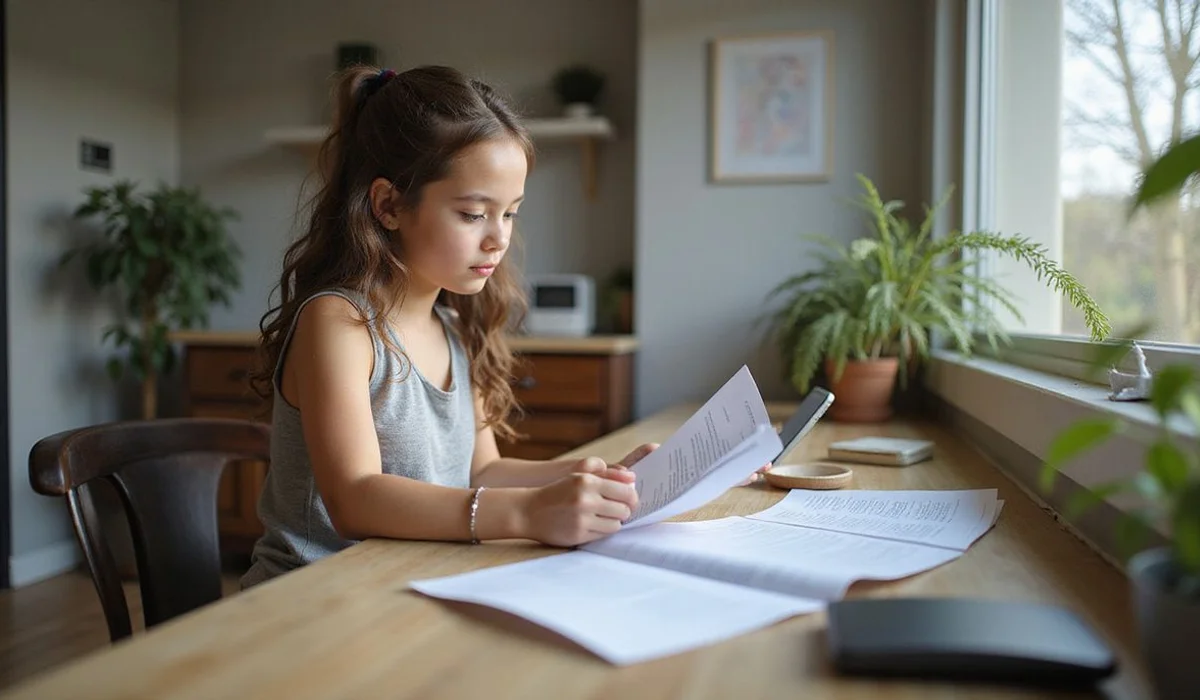Gathering documents at home, everyday setting