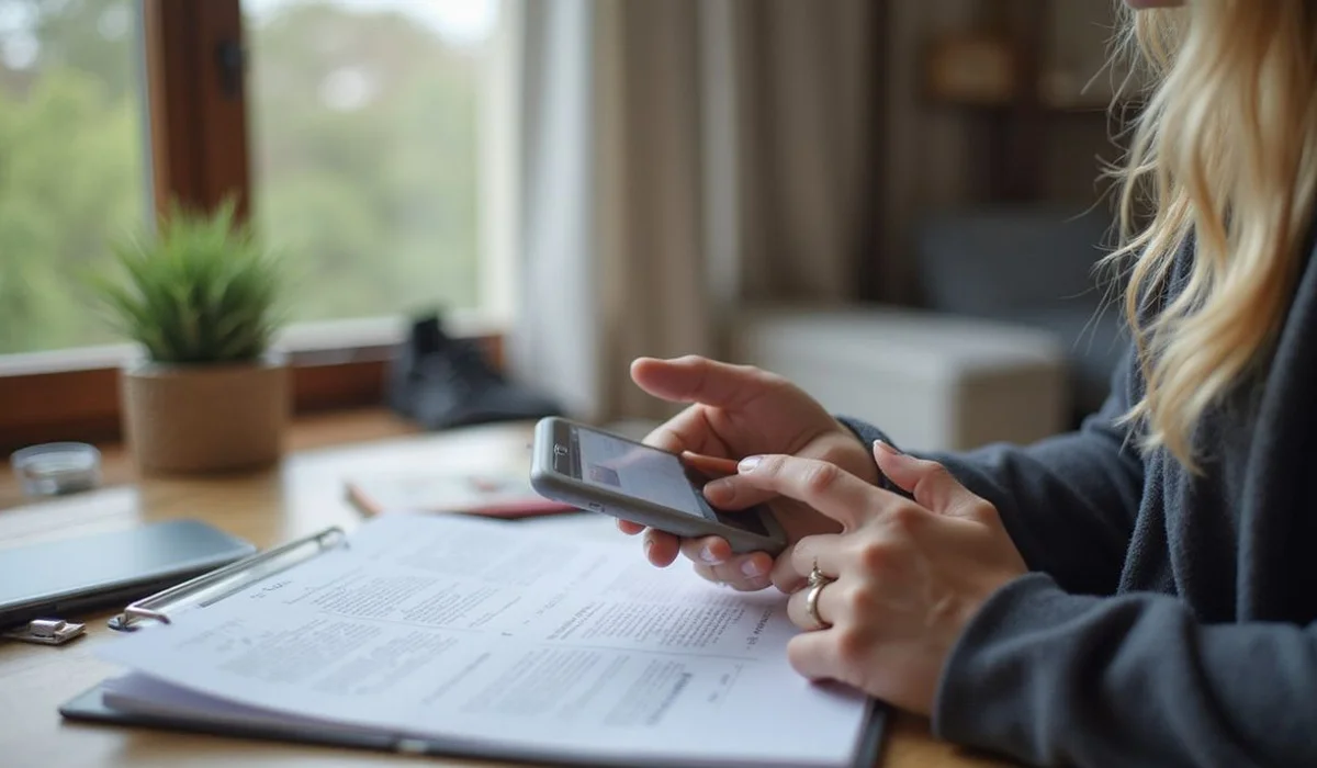 Person reviewing a property shortlist, everyday setting