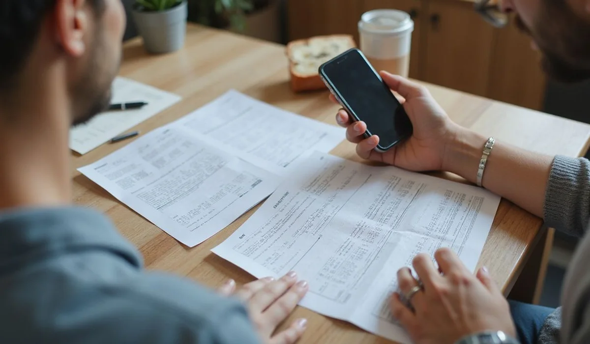 Person reviewing dates on paperwork, everyday setting