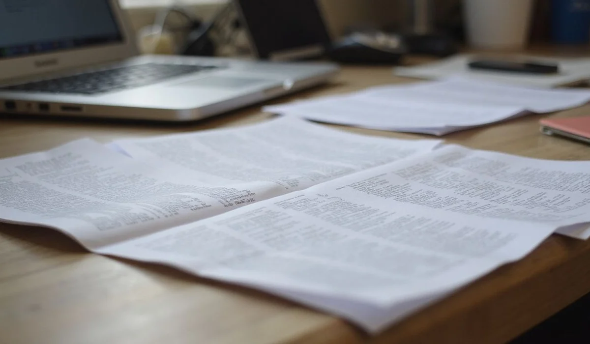 Printed directory pages on a desk, everyday setting