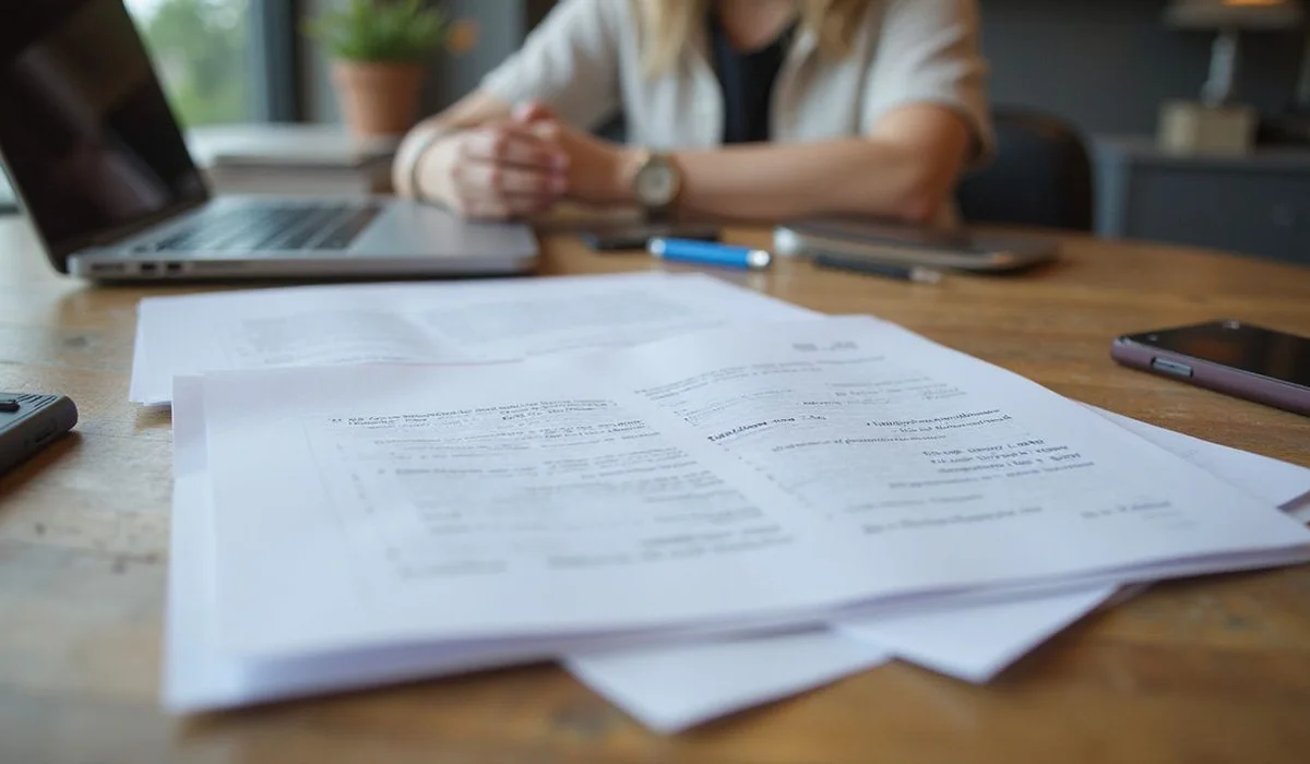 Reference documents on a table, everyday setting