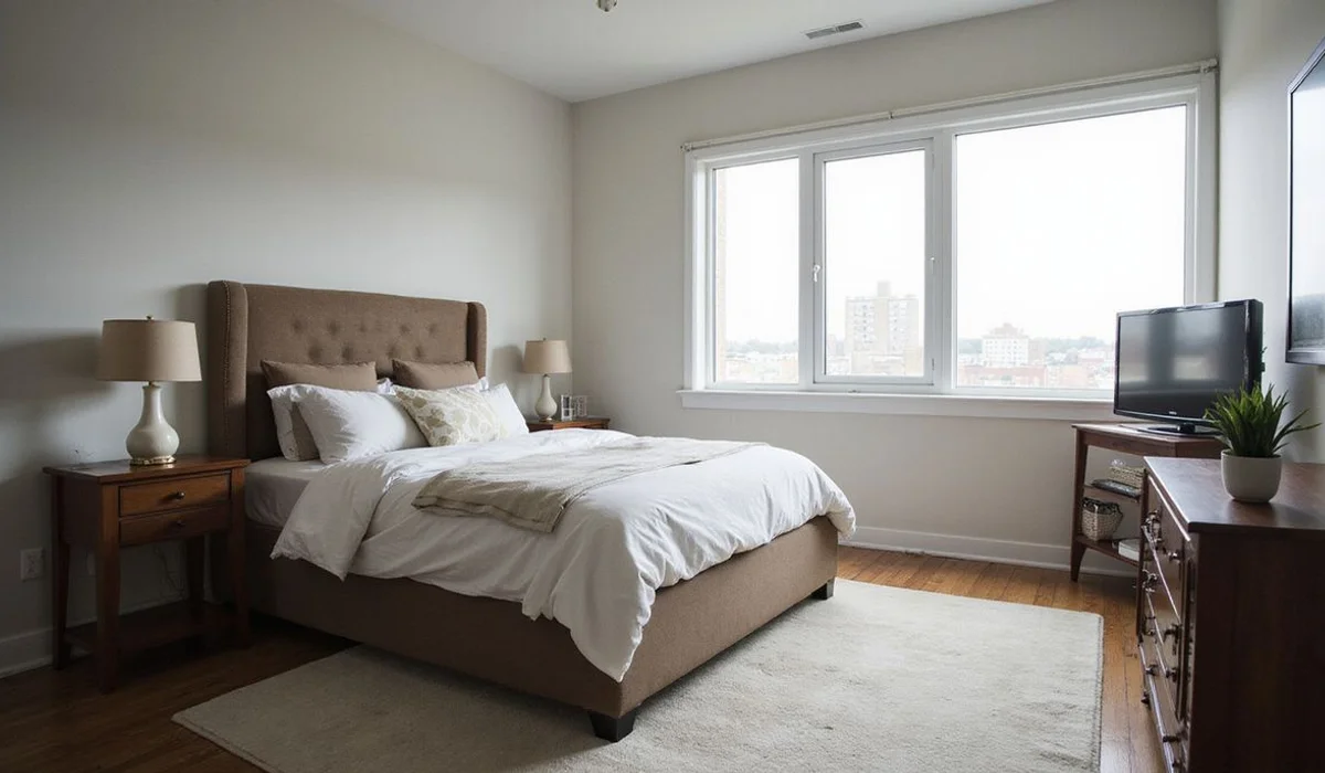 Setting up a bedroom in a new apartment, everyday setting