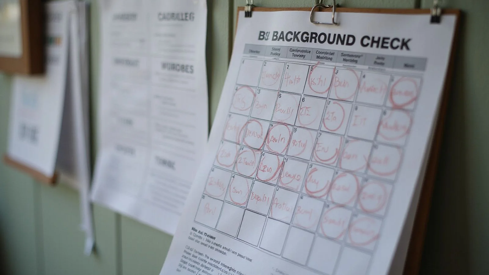 Calendar and background report on a desk